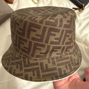 Fendi Black and Cream Bucket Hat